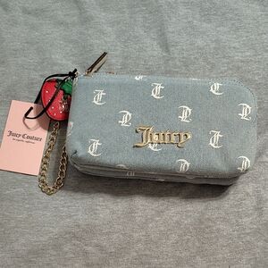 NWT Juicy Couture Blue Monogram Wallet w/ Strawberry Charm 🍓